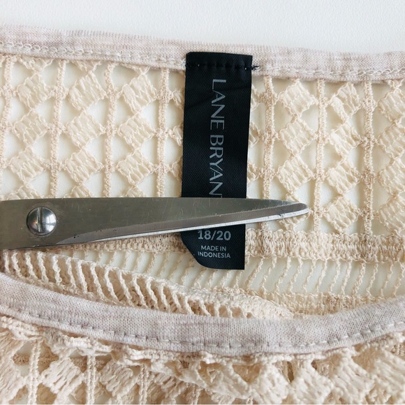 Lane Bryant pullover shirt cream lace yoke cap sleeves sz 18/20 band at bottom - Picture 10 of 12